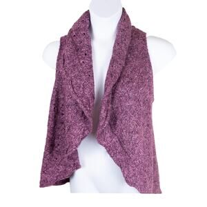 2.4.U. Purple Boho Sweater Open Front Vest 14